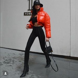 Zara red cropped blogger jacket